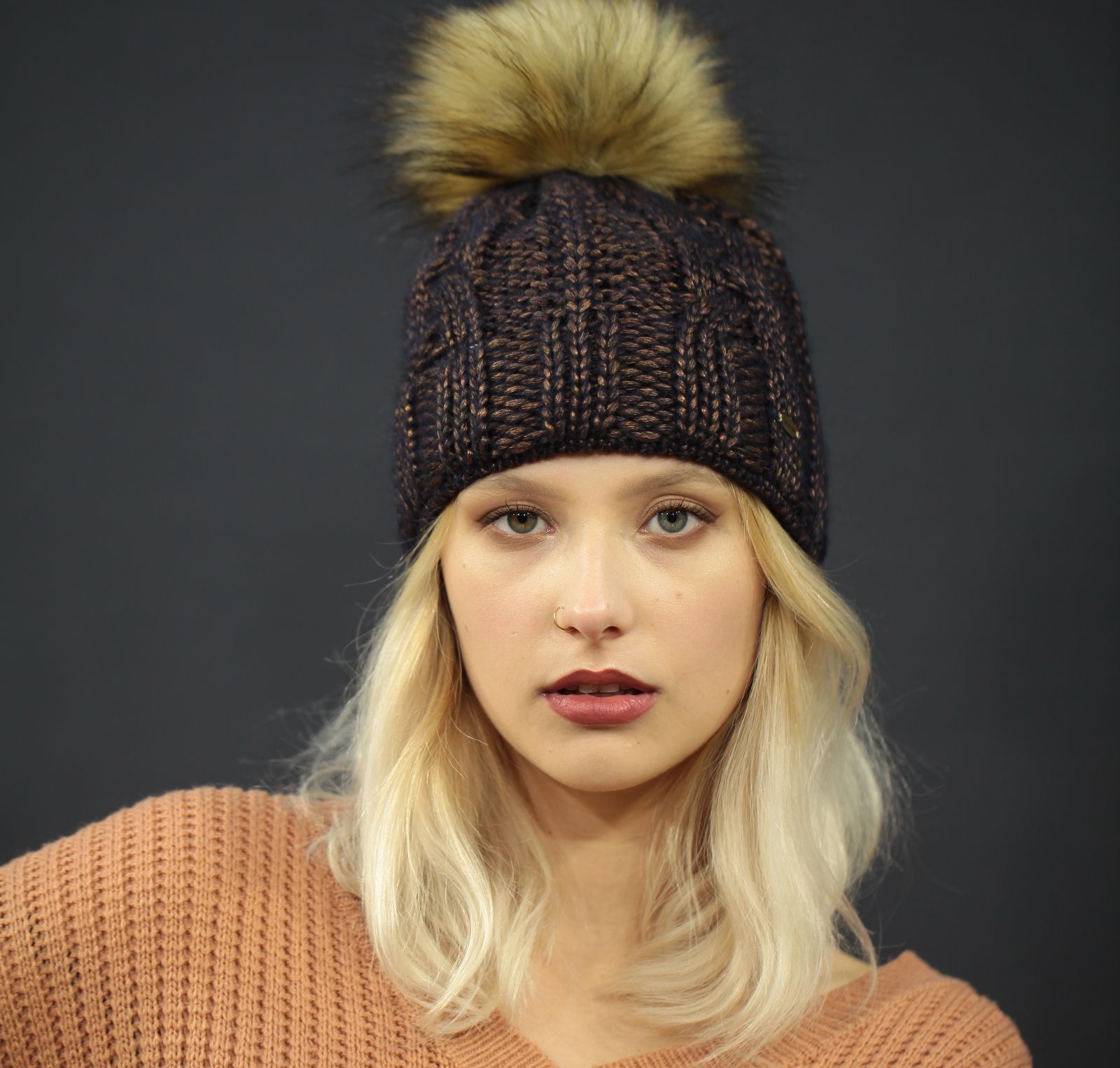 FILIPPA Elegant warm winter hat with a fur pompom by Starling Hats ...